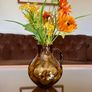 MCM Amber Teardrop Bubble Pattern Glass Water Jug 1960s Image 3