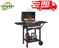 Charcoal grill with lid, BBQ smoker grill with 2 side tables Large grill area Grill grate Thermometer
