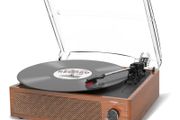 NEW SALE Vinyl Record Player With 2 Built-In Speakers, Bluetooth Receiver, Vintage Turntable Support 3-Speed, 3 Size, Wireless Playback, Headphone, Aux-In, Rca Line Lp Vinyl Players Retro Tangerine
