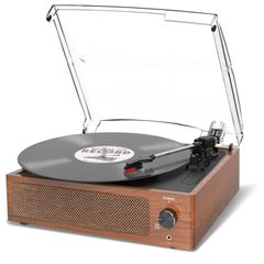 NEW SALE Vinyl Record Player With 2 Built-In Speakers, Bluetooth Receiver, Vintage Turntable Support 3-Speed, 3 Size, Wireless Playback, Headphone, Aux-In, Rca Line Lp Vinyl Players Retro Tangerine