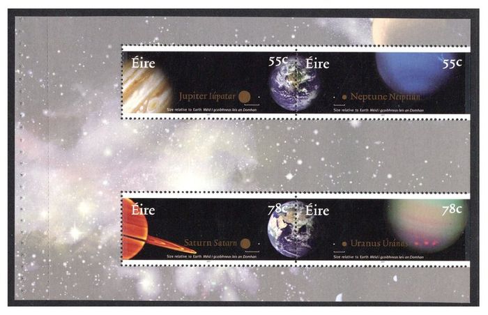 2007 Ireland The Planets Commemorative Stamps Booklet Mint Never Hinged (MNH). Hibernian HB143