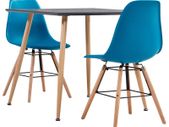 3 Piece Dining Set Plastic Turquoise