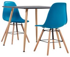 3 Piece Dining Set Plastic Turquoise