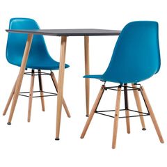 3 Piece Dining Set Plastic Turquoise