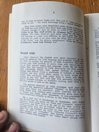 O'flaherty. Origin Of The Surname.  First Edition Paperback In Good Condition.  See Photos For Same.