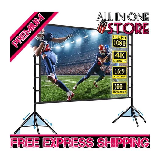 Projector Screen and Stand, Projector Screen 100 Inch 4k HD, Outdoor Projector Screen 16: 9 Wrinkle-Free Design for Backyard Movie Night (FREE SHIPPING)
