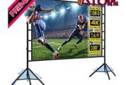 Projector Screen and Stand, Projector Screen 100 Inch 4k HD, Outdoor Projector Screen 16: 9 Wrinkle-Free Design for Backyard Movie Night (FREE SHIPPING)