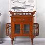 Solid Mahogany Bar Cabinet  Handcrafted Colonial Style Home Bar with Glazed Doors, Drawer & Removable Tray Image 4