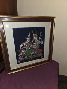 Vintage Thai Silk Painting - Framed