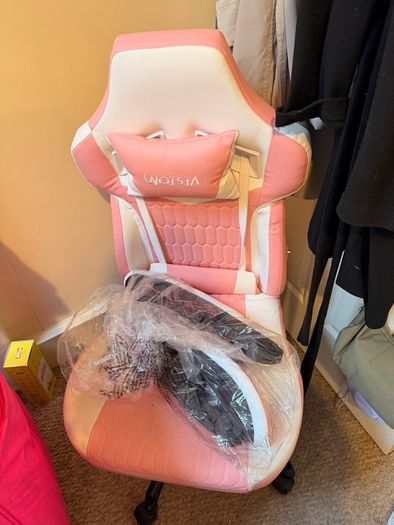 Office Chair - Pink & White