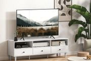 TV cabinet, TV stand for 190.5 cm screens, 3 open compartments, 3 drawers, particleboard, white