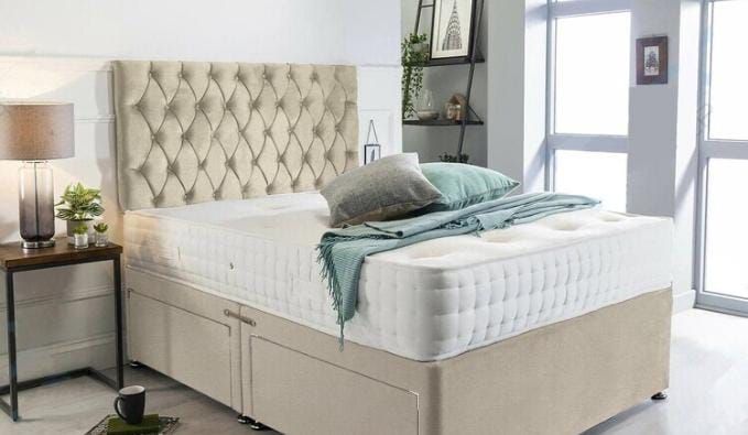 New Stylish Double 4ft, 4ft6, King 5ft And 6ft Superking Sizes Divan Beds Instock. Drawers And Optional Tufted Mattresses Available. Free Delivery