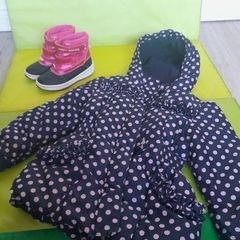 Warm BLUEZOO winter coat 6 to 7 years and snow boots size 12