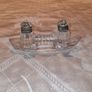 Antique Glass Double inkwell in boat form Image 8