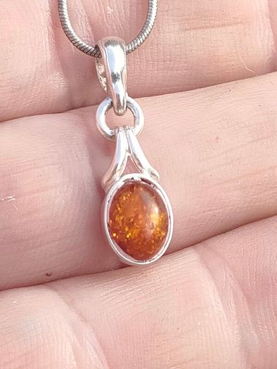Sterling Silver Amber Pendant set