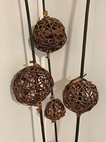 IKEA bundle 3 x decorative natural wicker rattan balls sticks and decor 8 rattan balls in IKEA basket