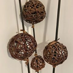 IKEA bundle 3 x decorative natural wicker rattan balls sticks and decor 8 rattan balls in IKEA basket