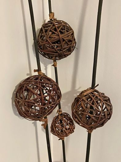 IKEA bundle 3 x decorative natural wicker rattan balls sticks and decor 8 rattan balls in IKEA basket