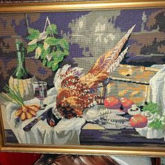 Beautiful large needlework with pheasant
