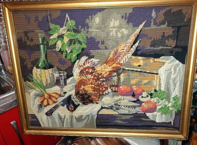 Beautiful large needlework with pheasant