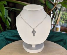 Vintage Sterling Silver Celtic Cross Pendant Necklace