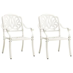 Garden Chairs 2 pcs Cast Aluminium White