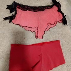 pants lace red pink