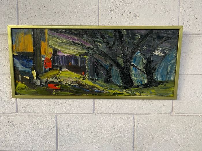 expressionistic oil on canvas signed Clarke