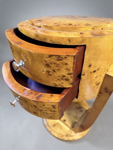 Olive Burl Pair of Art Deco Style Bedside Lockers / Nightstands