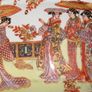 Large Oriental Octagonal Charger Platter Hand Decorated 14inches 1928 Image 3