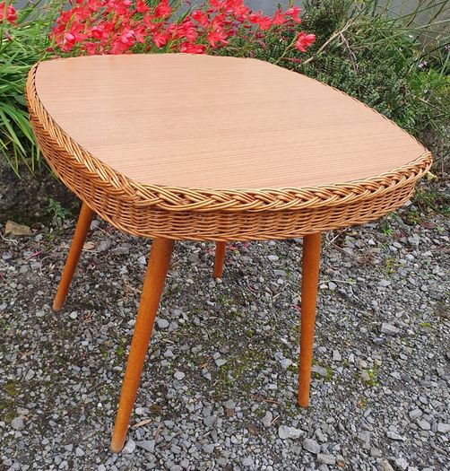 Very Rare Mid Century Wicker Table