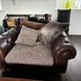 Leather and fabric sofa suite Image 4