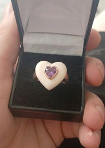 inlay ring heart with amethyst  gold