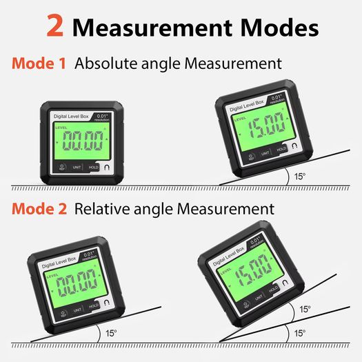 Digital Level Angle Gauge 360 LCD Electronic Protractor Mini Inclinometer Magnetic Base Bevel Protractor Tilt Measuring Tool