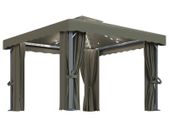 Gazebo with Curtain and String Lights 3x3 m Taupe