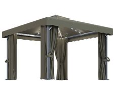 Gazebo with Curtain and String Lights 3x3 m Taupe