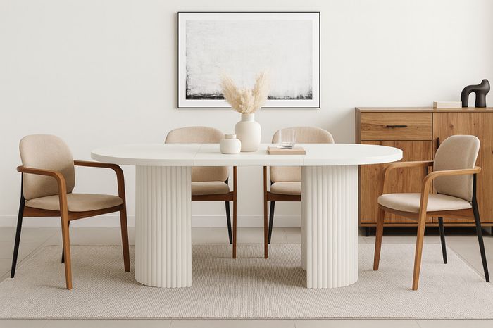 Black Extending Dining Table  Round to Oval Design  100-180cm