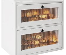 Brand New Wooden Bread Box 2-Tier Ventilated Storage Container
