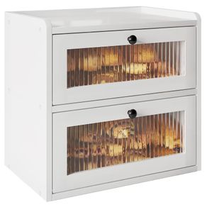Brand New Wooden Bread Box 2-Tier Ventilated Storage Container