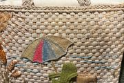 Capelli Straworld Straw Art Bag - Embellished with Shells, Beach Material, Flip Floos etc - see photos