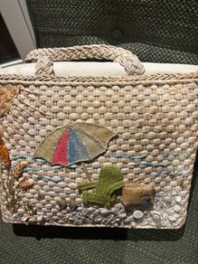 Capelli Straworld Straw Art Bag - Embellished with Shells, Beach Material, Flip Floos etc - see photos