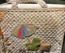 Capelli Straworld Straw Art Bag - Embellished with Shells, Beach Material, Flip Floos etc - see photos