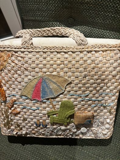 Capelli Straworld Straw Art Bag - Embellished with Shells, Beach Material, Flip Floos etc - see photos