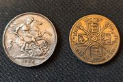 Victoria crown 1889 and Double florin 1887