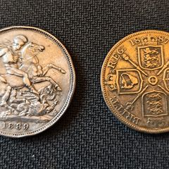 Victoria crown 1889 and Double florin 1887