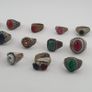 Antique Ring Lot 15 Mixed Brass, Stone & Glass Rings Image 7