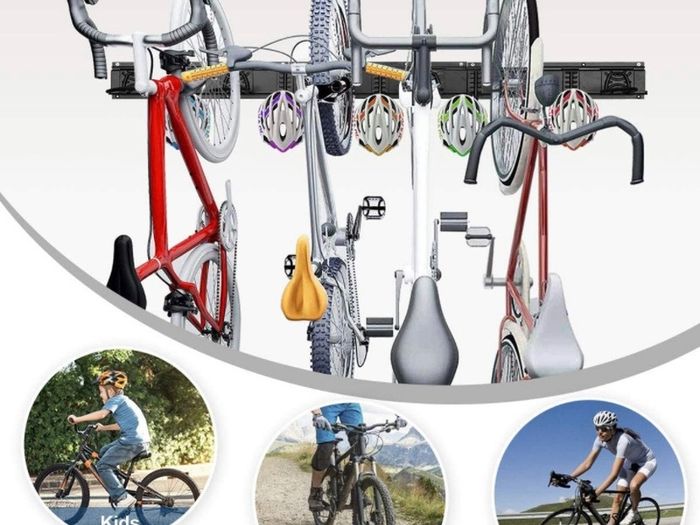 Bike Storage Rack Garage Wall Mount Hanger for Bicycles and Helmets, Heavy Duty Tools Storage Hooks Adjustable Home Space Saving (FREE POSTAGE)