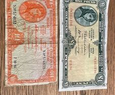 Lady lavery one pound note and ten shilling note