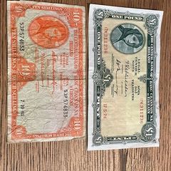 Lady lavery one pound note and ten shilling note