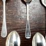 Set of 8 Vintage Silver Plated Dessert Spoons Old English Pattern Image 4